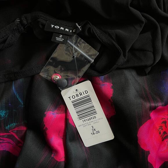 Torrid Scuba Flare Dress - Corset Back Sheer Illusion Neck Long Sleeve Floral 2X - Picture 8 of 12
